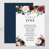ボーホー フローラル バーガンディー 結婚式 ゲスト座席表 カード (正面/裏面)