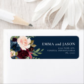 ボーホー フローラル バーガンディ ネイビー 返送先ラベル ラベル (インサイチュ)