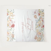 ボーホー ブライズシャワー モダン フラワーバックドロップ タペストリー (正面(横))