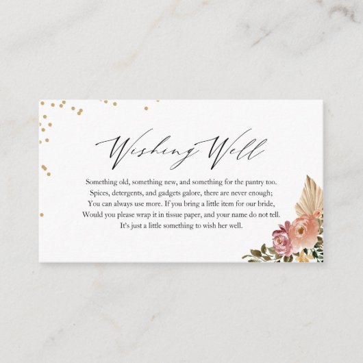 ボーホー ブライズ シャワー ウィッシング ウェル 挿入 エンクロージャーカード (正面)