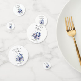 ボーホー ブライズ ティー ブルー フラワーズ ヴィンテージ ブライズ シャワー コンフェッティ