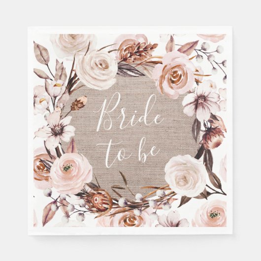 ボーホー ブライダル シャワー ナプキン ラフな素材の花嫁 スタンダードランチョンナプキン (正面)