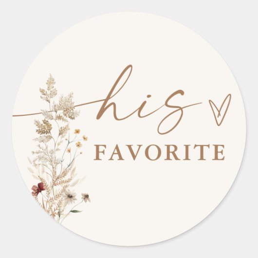 ボーホー ブライダル シャワー フェイバーステッカー | モダン フラワーズ ラウンドシール (正面)