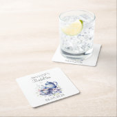 ボーホー ブライダル ティー ブルー フラワーズ ヴィンテージ ブライダル シャワー スクエアペーパーコースター (インサイチュ)