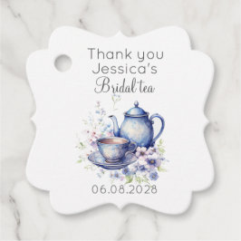 ボーホー ブライダル ティー ブルー フラワーズ ヴィンテージ ブライダル シャワー フェイバータグ