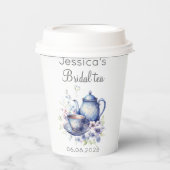 ボーホー ブライダル ティー ブルー フラワーズ ヴィンテージ ブライダル シャワー 紙コップ (正面)
