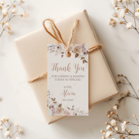 ボーホー ブラウン ベージュ フラワーバースデー ギフトタグ