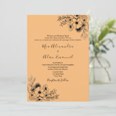 ボーホー ブラックとオレンジ オールインワン ウェディング 招待状 (スタンド正面)