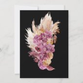 ボーホー ブラック ゴールド フローラル ブライダル シャワー 招待状 (裏面)