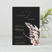 ボーホー ブラック ソフト ピンク シンプル ウェディング 招待状 (スタンド正面)