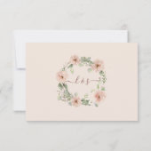 ボーホー ブラック フローラル ブラッシュ ピンク ローズ RSVP 返信 (裏面)