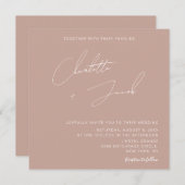 ボーホー ブラッシュピンク ミニマリスト シンプル ウェディング 招待状 (正面/裏面)