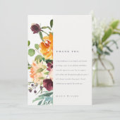 ボーホー ブラッシュ イエロー オレンジ フラワーブライダルシャワー サンキューカード (スタンド正面)