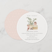 ボーホー ブラッシュ ネイザリー フォリアージュ ガール ベイビー シャワーの招待状 サンキューカード (正面/裏面)