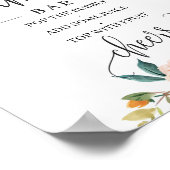 ボーホー ブラッシュ バーガンディ オレンジ 花 ミモザ バー サイン (角)