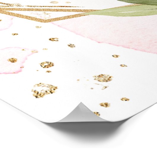 ボーホー ブラッシュ バーガンディ フラワーリハーサル ウェルカムサイン ポスター (角)