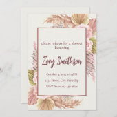 ボーホー ブラッシュ パンパス グラス 招待状 (正面/裏面)