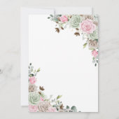 ボーホー ブラッシュ ピンク セージ グリーン タウペー フラワー ウェディング 招待状 (裏面)