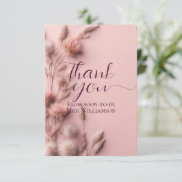 ボーホー ブラッシュ ピンク ドライ ワイルドフラワーズ ブライダル シャワー サンキューカード