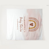 ボーホー ブラッシュ ピンク レインボー ベイビー シャワー パーティー 背景 タペストリー (正面(横))