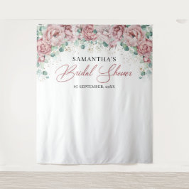 ボーホー ブラッシュ ピンク ローズ フローラル ゴールド ブライダル シャワー タペストリー