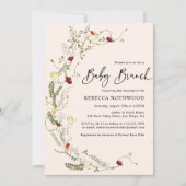 ボーホー ブラッシュ ピンク ワイルドフラワー リース ベイビー ブランシュ 招待状 (正面)