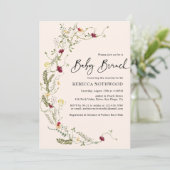 ボーホー ブラッシュ ピンク ワイルドフラワー リース ベイビー ブランシュ 招待状 (スタンド正面)