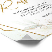 ボーホー ブラッシュ フローラル グリーン ゴールド フレーム ワイン ラッフル ポスター (角)