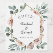 ボーホー ブラッシュ ローズ フラワーズ ウェディング ワインラベル (シングルラベル)