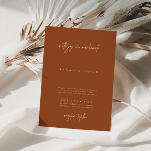 ボーホー ブラント オレンジ エレガント ウェディング 招待状