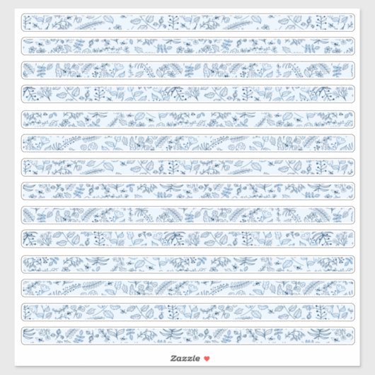 ボーホー ブルーの素敵な花の縁取り シール (シート)