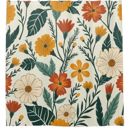 ボーホー ブルーミング シャワーカーテン (正面)