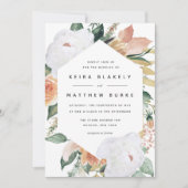 ボーホー ブルームス | モダン幾何学 フラワーウェディング 招待状 (正面)