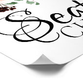 ボーホー ブルーム | バーガンディ レッドとネイビー ブルー シーティング ポスター (角)