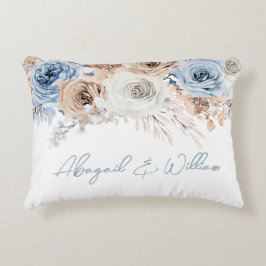 ボーホー ブルー ダスティ ブルー ボヘミアンフラワー ウェディング デコレーション アクセントクッション