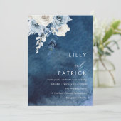 ボーホー ブルー ネイビー 水彩 スプラッシュ ウェディング 招待状 (スタンド正面)