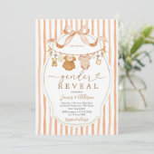 ボーホー ベア ラスティック ベビー ハンガー 性別発表 招待状 (スタンド正面)