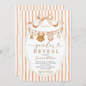 ボーホー ベア ラスティック ベビー ハンガー 性別発表 招待状 (正面/裏面)