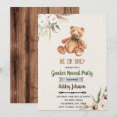 ボーホー ベア 性別発表 招待状 (正面/裏面)
