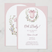 ボーホー ベイビー シャワー オー ベイビー ガール ガーランド ラスティック 招待状 (正面/裏面)