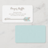 ボーホー ベイビー シャワー ブルー & グレー おむつくじチケット エンクロージャーカード (正面/裏面)