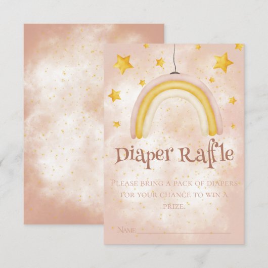 ボーホー ベイビー シャワー マジック レインボー ゴールド スター ダスト エンクロージャーカード (正面/裏面)