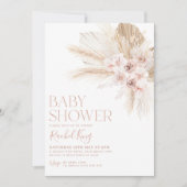ボーホー ベイビー シャワー 招待状 花 ピンク ニュートラル (正面)