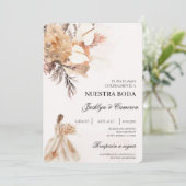 ボーホー ベージュの花嫁 スペインのウェディング 招待状 (スタンド正面)