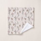 ボーホー ベージュ クリーム ブラウン ピンク 葉っぱ 抽象的な形 バスタオルセット (ウォッシュタオル)