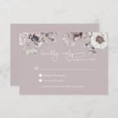 ボーホー ベージュ & ダスティー モーブ 返信 ウェディング カード (正面/裏面)