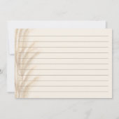 ボーホー ベージュ パンパス グラス 水彩 結婚式 レシピ 招待状 (裏面)