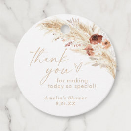 ボーホー ベージュ ブライダル シャワー サンクス ギフトタグ フェイバータグ