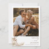 ボーホー ベージュ ブラウン フラワー パンパス グラス ウェディング 招待状 (裏面)