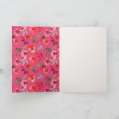 ボーホー ホット ピンク オレンジ 水彩 フラワー ウェディング サンキューカード (内部)